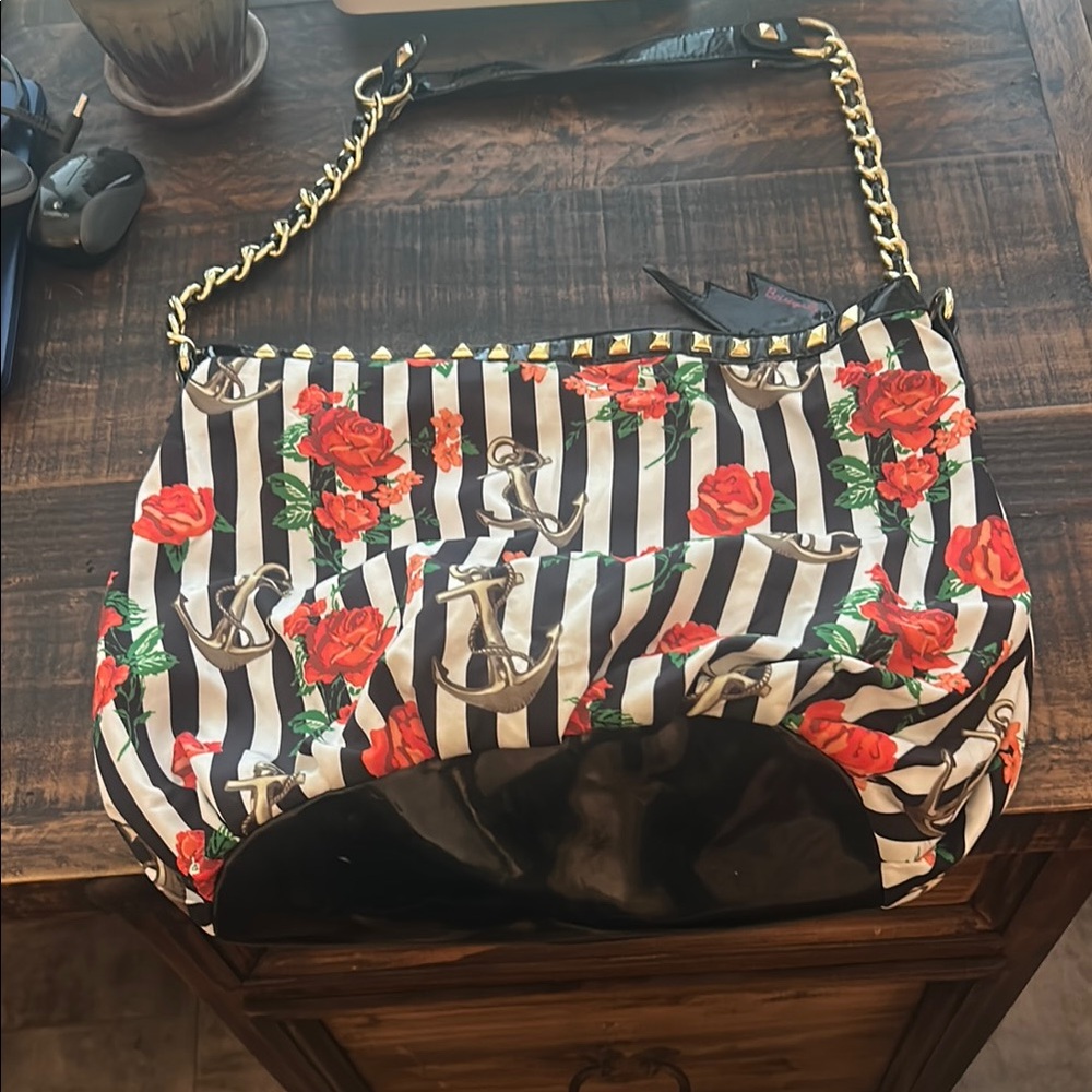 Striped Floral Anchor Women's Bag